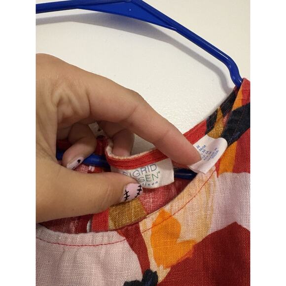 SIGRID OLSEN 100% Linen Red Floral Sleeveless Shift Dress Women’s size Medium - Picture 3 of 5